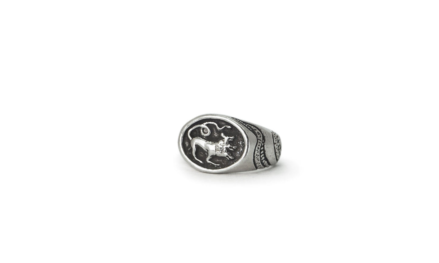 CERBERUS | CARVED SILVER SIGNET RING