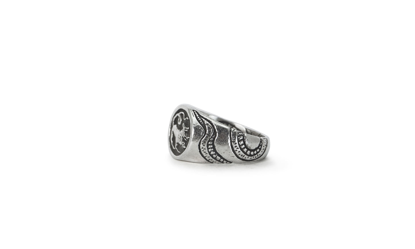 CERBERUS | CARVED SILVER SIGNET RING