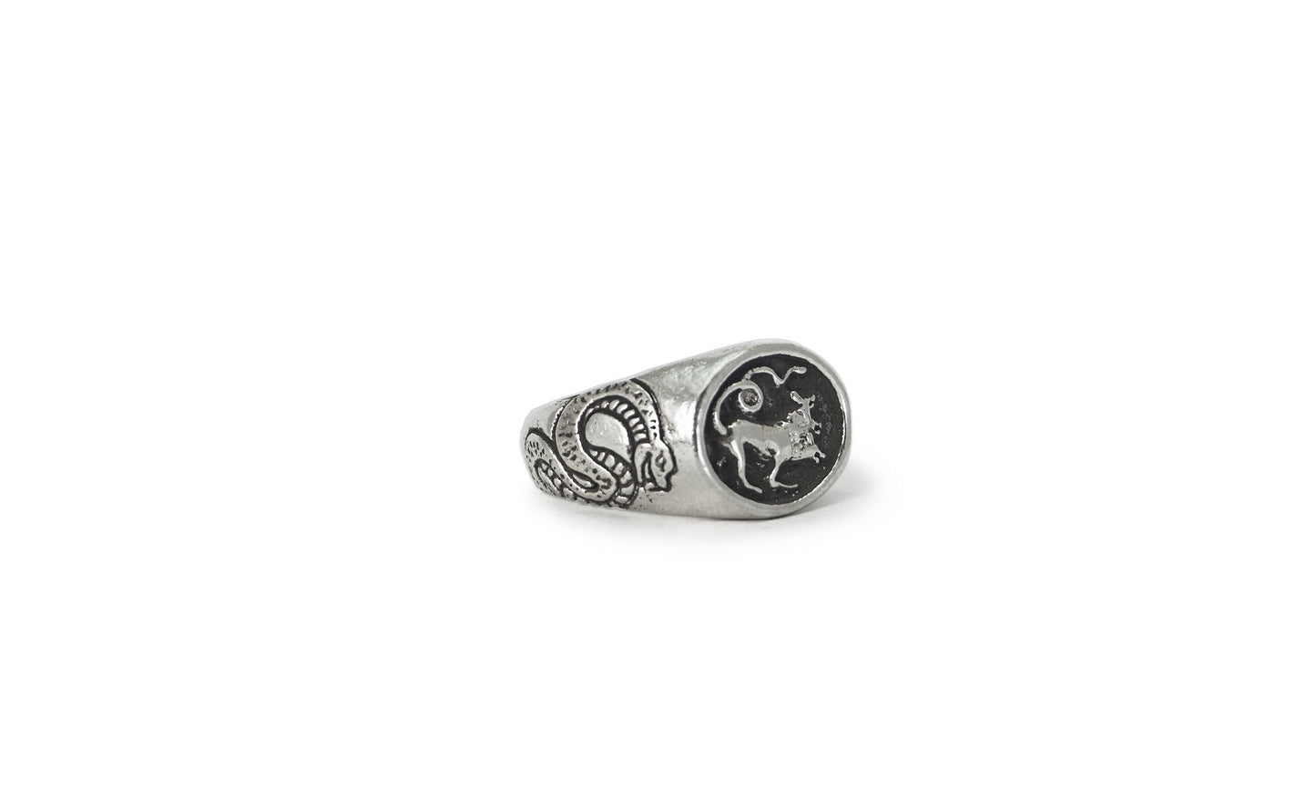 CERBERUS | CARVED SILVER SIGNET RING